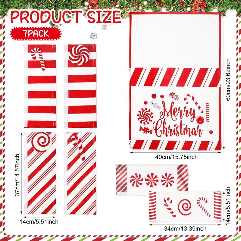 LemonRoad 7pcs 3D Christmas Candy Cane Refrigerator Handle Covers Kitchen Decorations Merry Christmas Cabinet Knob Microwave Oven Dishwasher Door Handle Covers Xmas Holiday Decor - Image 2